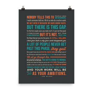 Ira Glass Quote On Creativity Print (18" x 24")